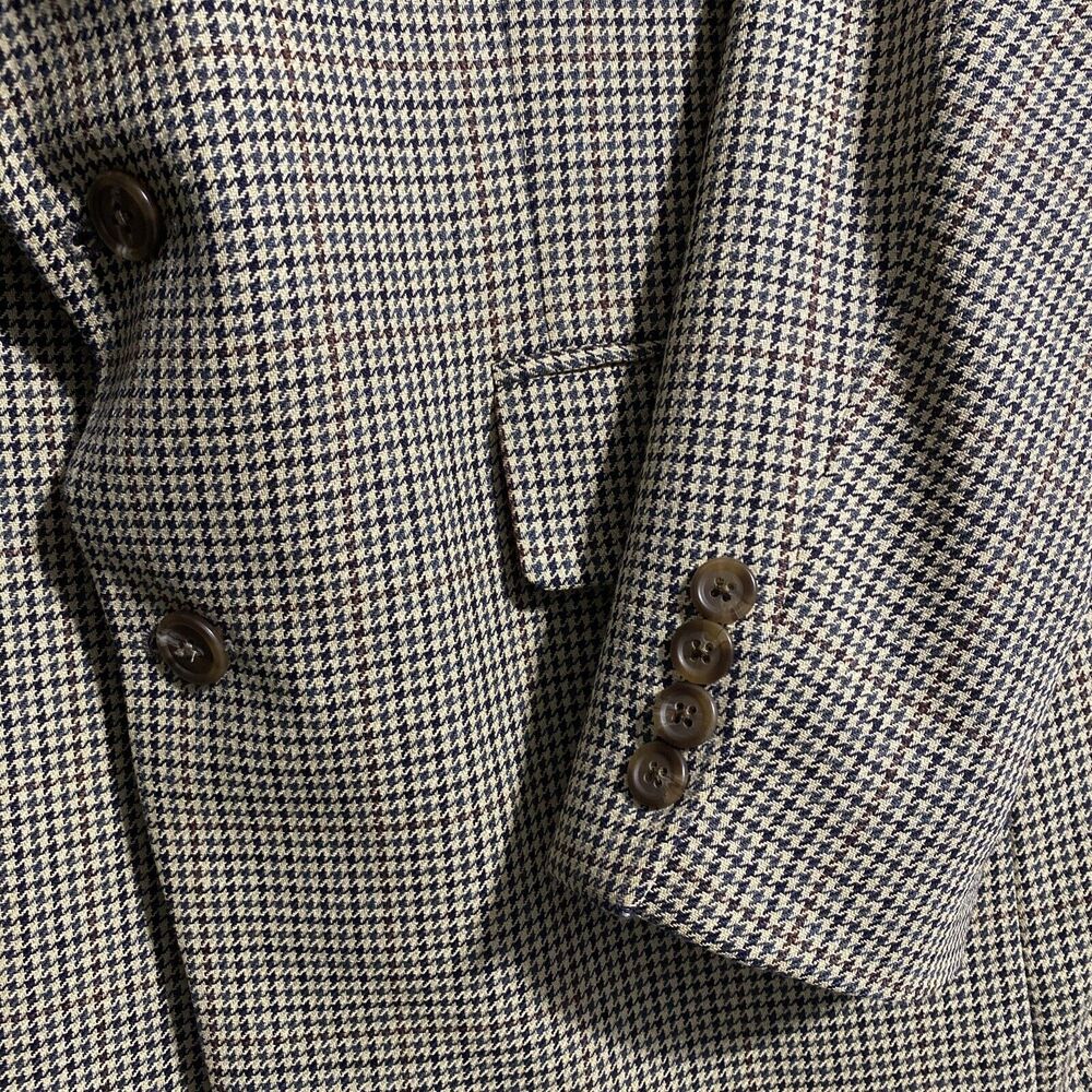 Chaps Ralph Lauren Wool Silk Sport Coat Mens 42R Houndstooth Blazer Suit Jacket - Picture 10 of 16